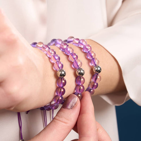 Traubenlimonade | Schimmerndes Glas | Makramee-Armband